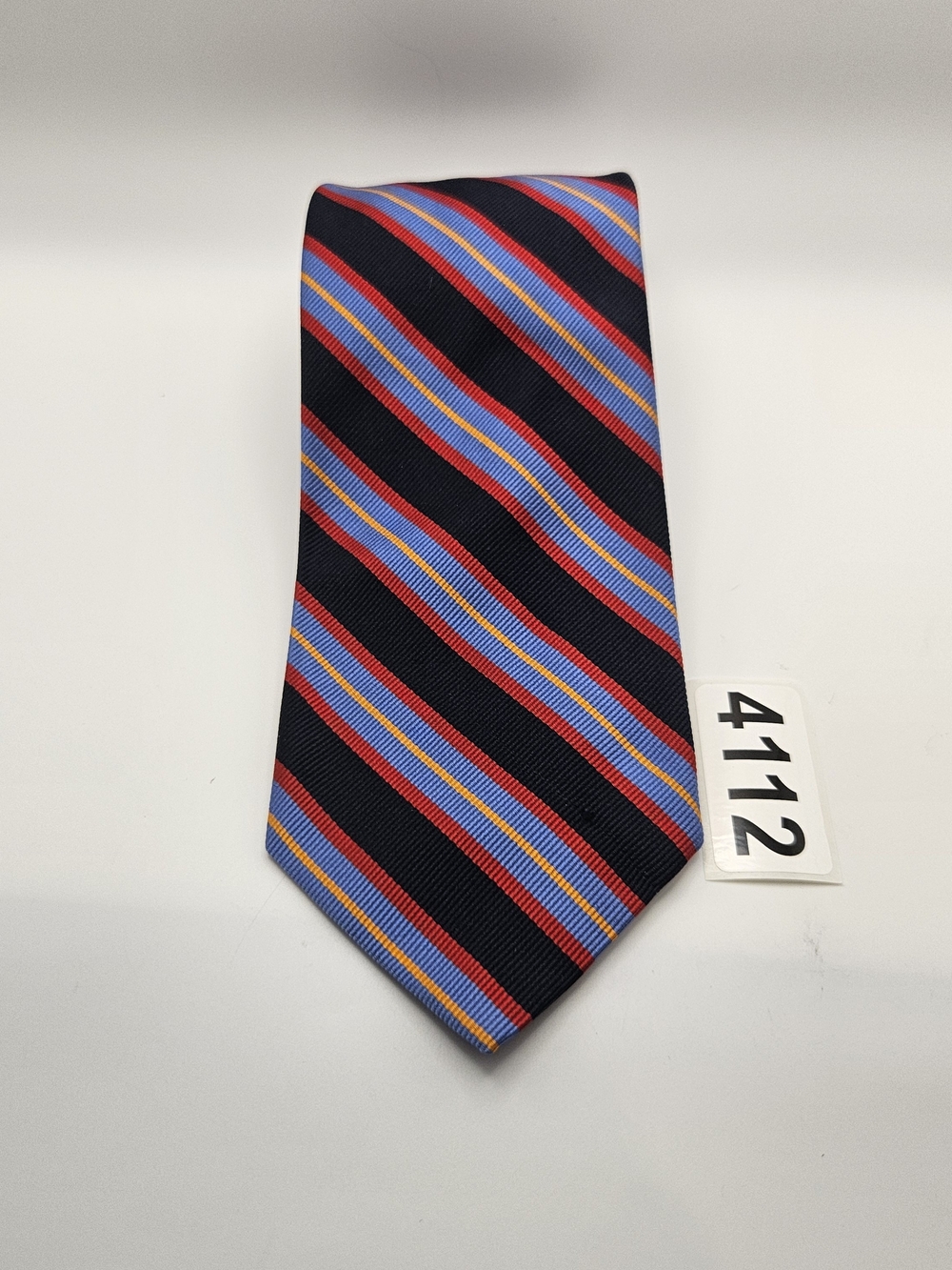 Talbots Black ReppTie with Blue and Red Diagonal Stripes Italian Handmade  #4112